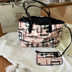 Burberry Pink and Black Geometric Tote